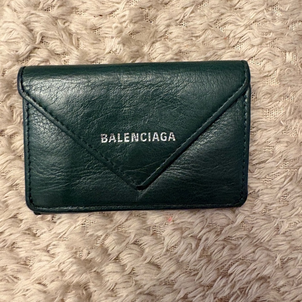 Balenciaga envelope papier mini wallet men women’s AS is chip on leather